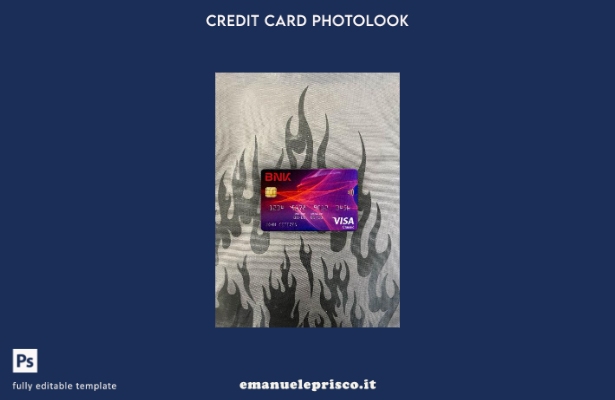 modello frontale photolook con carta classica per visto bancario BNK in stile ve